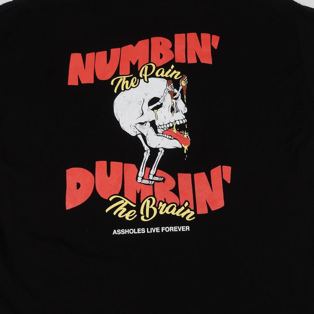 Linda Finegold Skull Numbin The Pain Dumbin The Brain T Shirt Men's XXL